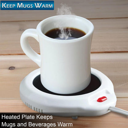 Home-X Mug Warmer, Desktop Heated Coffee & Tea - Candle & Wax Warmer (White)