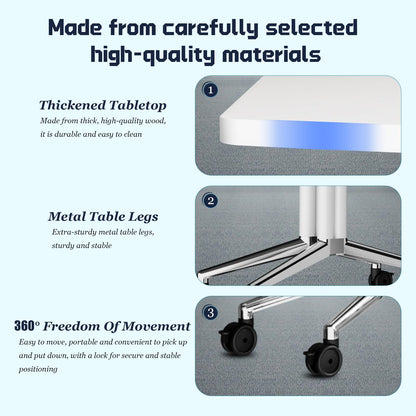 7.5 FT Large Folding Conference Table,Training Seminar Tables for 6-8 People,Built-in Wireless Charger and Power Box,Metal Legs Rolling Training Table for Office (1, White, 90.5"L×35.4“W×29.5"H)