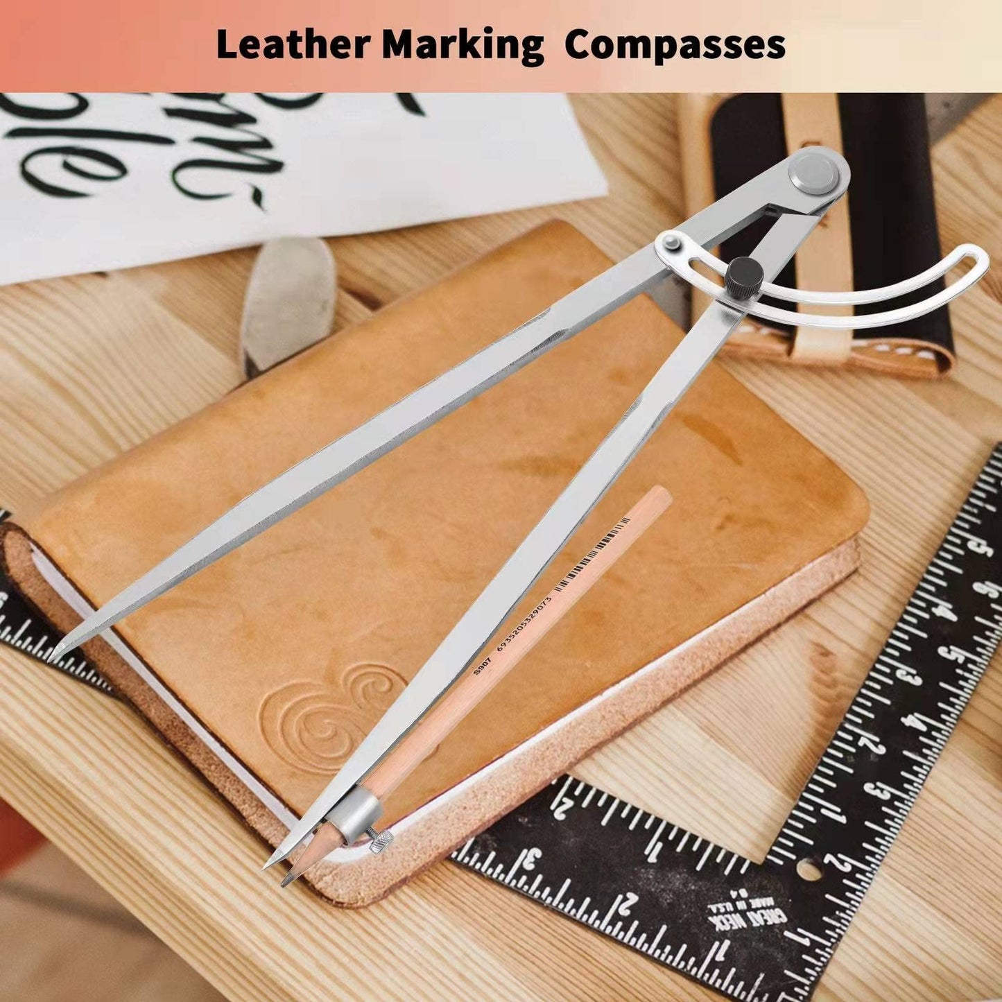 12 inch Compass for Geometry, Compass for Woodworking, Precision Woodworking Compass with Wing Divider and Pencil Holder, Large Compass for Geometry, Woodworking Compass, Drafting, Drawing Compass