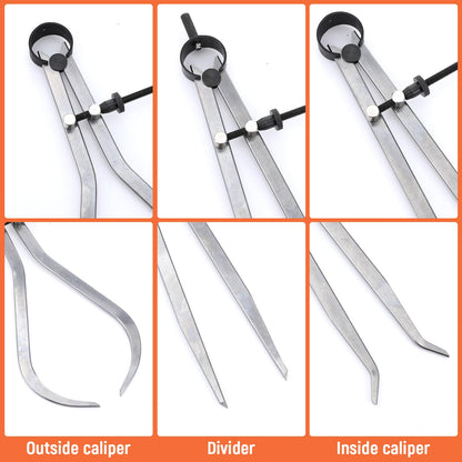 3 Pcs 8 Inch Long Spring Caliper Set, Carbon Steel Outside Divider Caliper Compass, Calipers Measuring Tool for Wood Turning Lathe Projects