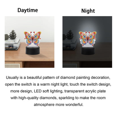 JISHSHAY Diamond Painting Night Light Diamond Art Table Lamps Gem Art LED Lights Gem Painting Desk Lamp Mosaic Kits for Adults DIY Kits for Adults Paint by Numbers Special Shaped Butterfly