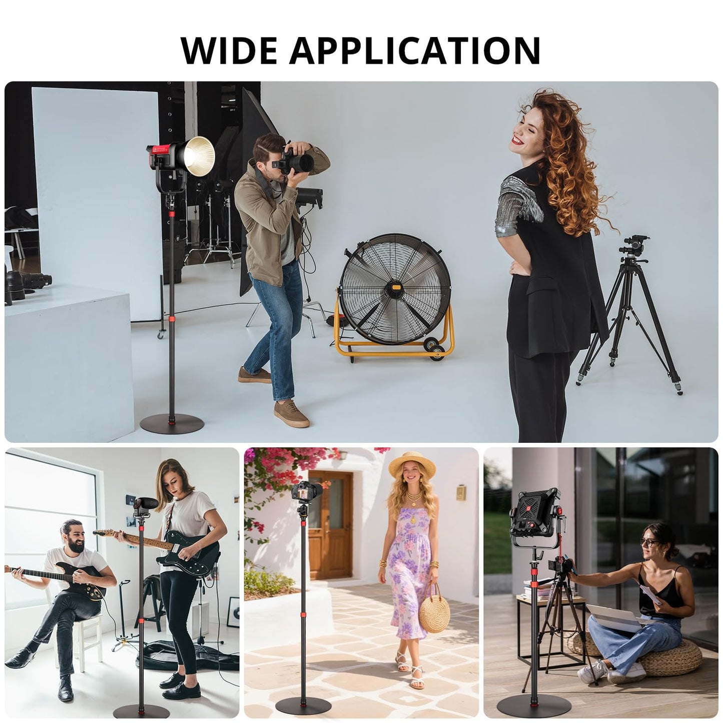 GVM YB2L200 79.9in Heavy Duty Light Stand Kit (2-Pack), Round Base Monopod, 10kg Load Capacity, Flat Base for Stability, for Video Recording, Live Streaming, Interviews & Photography Studio