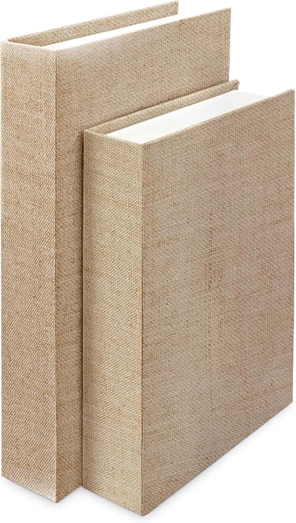2Pcs Faux Books for Decorative, Linen Fake Books Boxes Blank Stacked Decor for DIY Crafts Hotel Entryway Bookshelf