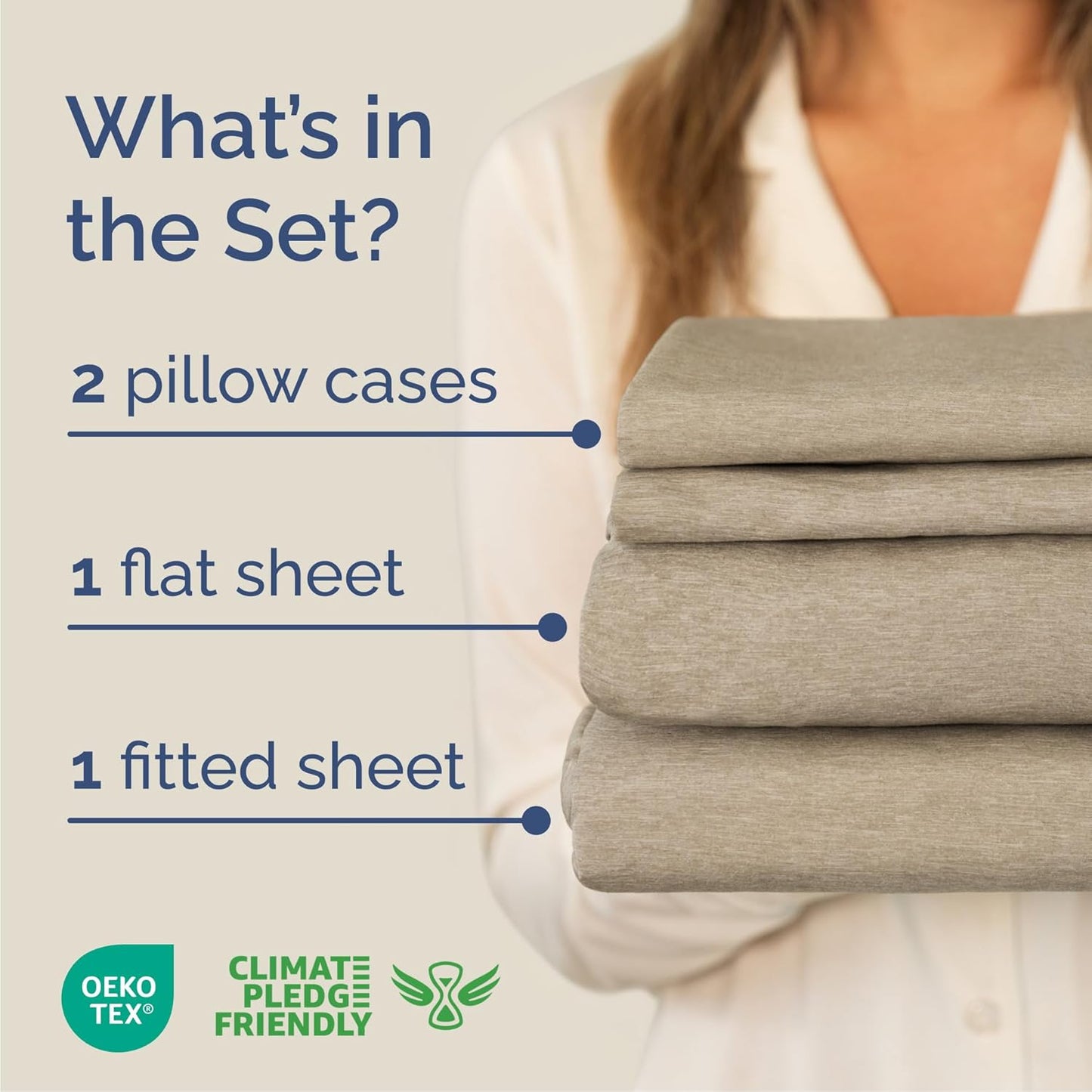 Skiennix Queen Size 4-Piece Sheet Set - Comfy Cooling Bed Sheets | Soft, Wrinkle-Free, Deep Pockets - Beige