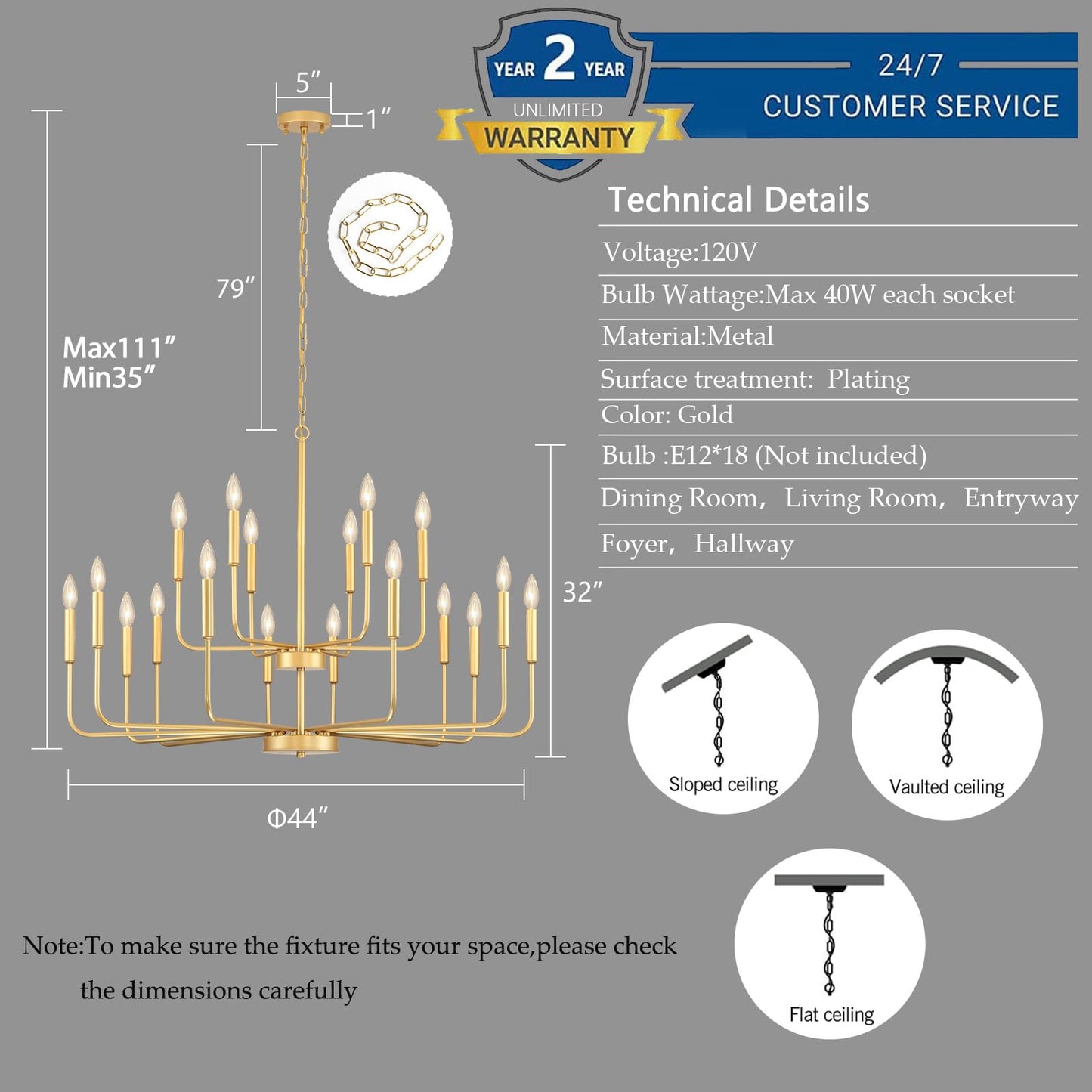 Gifarich Gold Chandeliers for Dining Room Light Fixture Over Table, Modern Farmhouse Chandeliers for Living Room,18-Lights Industrial Metal Candle Lighting Fixtures for Entryway Kitchen Island Foyer