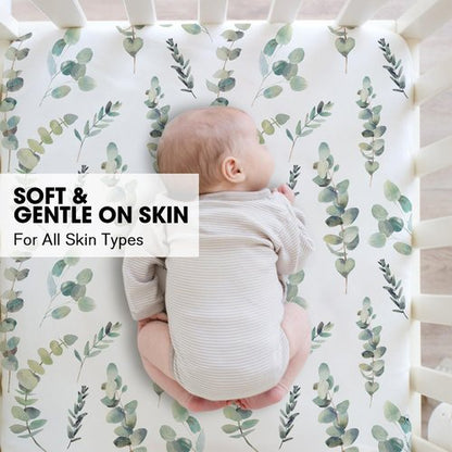 Little Grape Land Crib Sheets - Super Soft 2-Pack Fitted Sheets for Standard Cribs & Toddler Mattresses | Leaves & Green