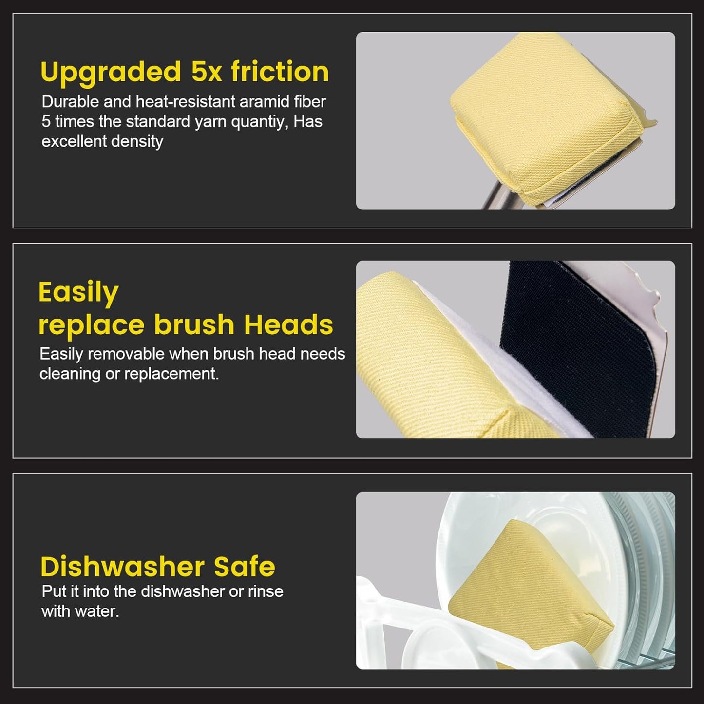 XUDAKAIXIN Grill Brush Bristle Free,(Only Replaceable Cleaning Head No Grill Brush)-Yellow