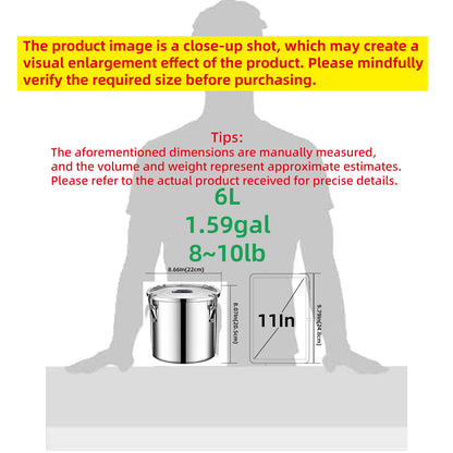 Verdeho stainless steel food storage containers with lids lock clips airtight container large airtight for rice flour sugar grain coffee bean storage containers Kitchen jar (1.59gal/6L)