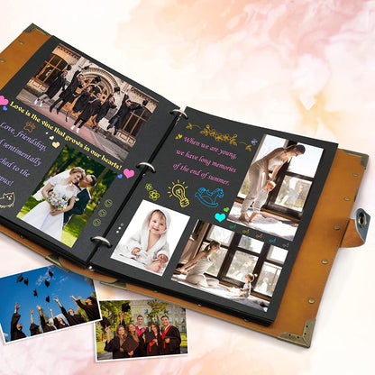 ZEEYUAN Leather Scrapbook Album 60 Pages Love Memory Photo Album 8.5x11 inch, Travelling Journal Scrap Book Family Scrapbook Scrapbooking Supplies Kits Gift for Couples Anniversary Wedding