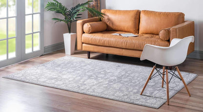 Unique Loom Boston Collection Area Rug - Floral (7' 10" x 10' Rectangle, Gray/ Ivory)