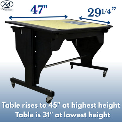 Martelli Premier Electric Sewing Table 47x29 Tabletop - Remote Operated Height Adjustable Sewing Cabinet - Drafting Table with Cutting Mat, Rotary Cutter Deal (Black, Sensational)