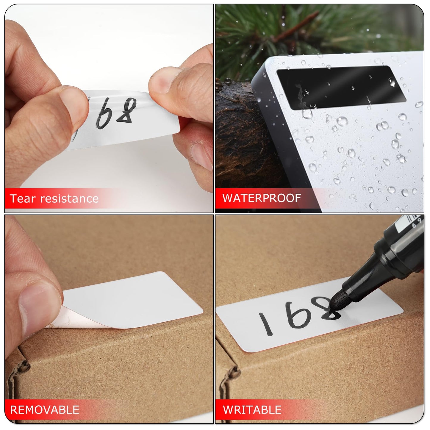 Meitaat White Rectangle Stickers 2 x 1 Inch Color Coding Labels Vinyl Roll Self-Adhesive Waterproof Removable 500 PCS