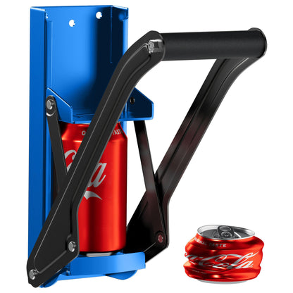 Can Crushers for Recycling - 16 oz Heavy Duty Aluminum Can Crusher Wall Mounted - Soda and Beer Can Smasher for Recycling with Bottle Opener - For 12 and 16 oz Cans - Easy to Install, Blue - RamPro