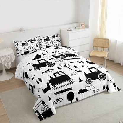 Set Set Set Set 1 Feelyou Construction Bedding Twin Size Equipment Trucks Comforter for Kids Boys Girls Decor Cartoon