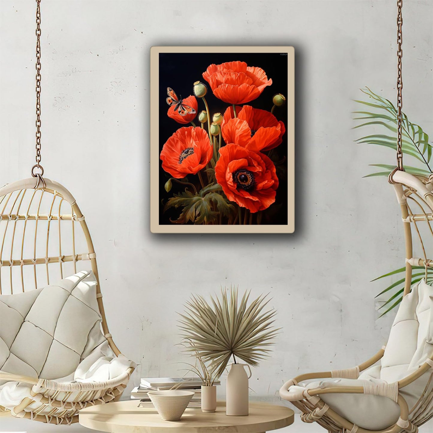 YUINJP 5D Diamond Art Painting Kits by Number for Adults Red Poppy Diamond Art Painting Full Round Drill Crystal Rhinestone Embroidery Craft Kits 30x40cm