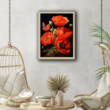 YUINJP 5D Diamond Art Painting Kits by Number for Adults Red Poppy Diamond Art Painting Full Round Drill Crystal Rhinestone Embroidery Craft Kits 30x40cm