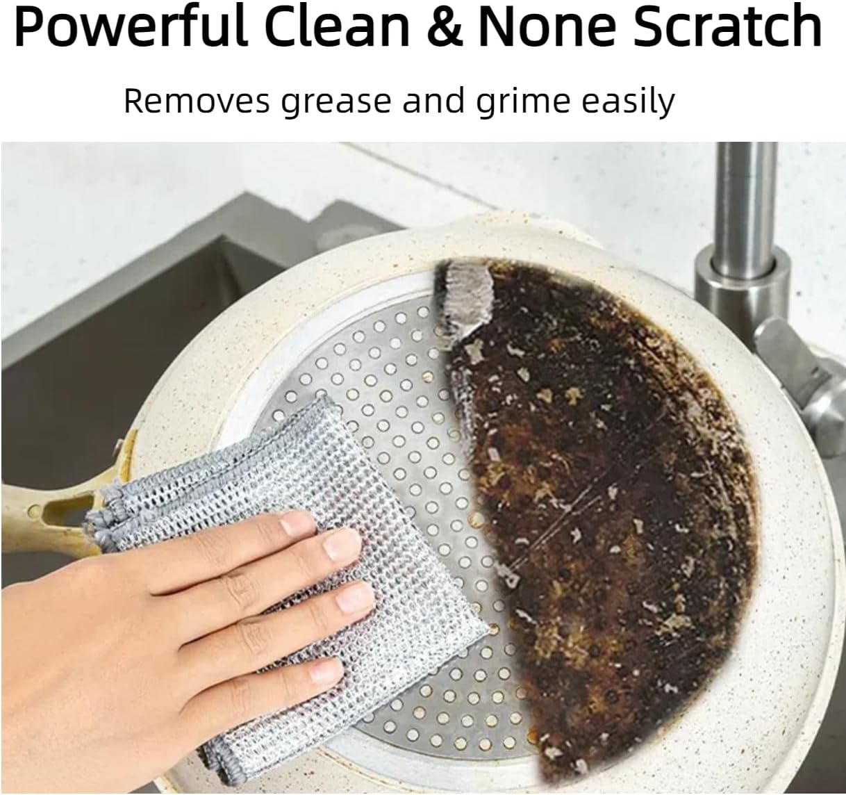 10PCS Rags Dishwash Cleaning Wire Dishcloth, Non-Scratch Kitchen Washcloths for Washing Dishes, Double Layer