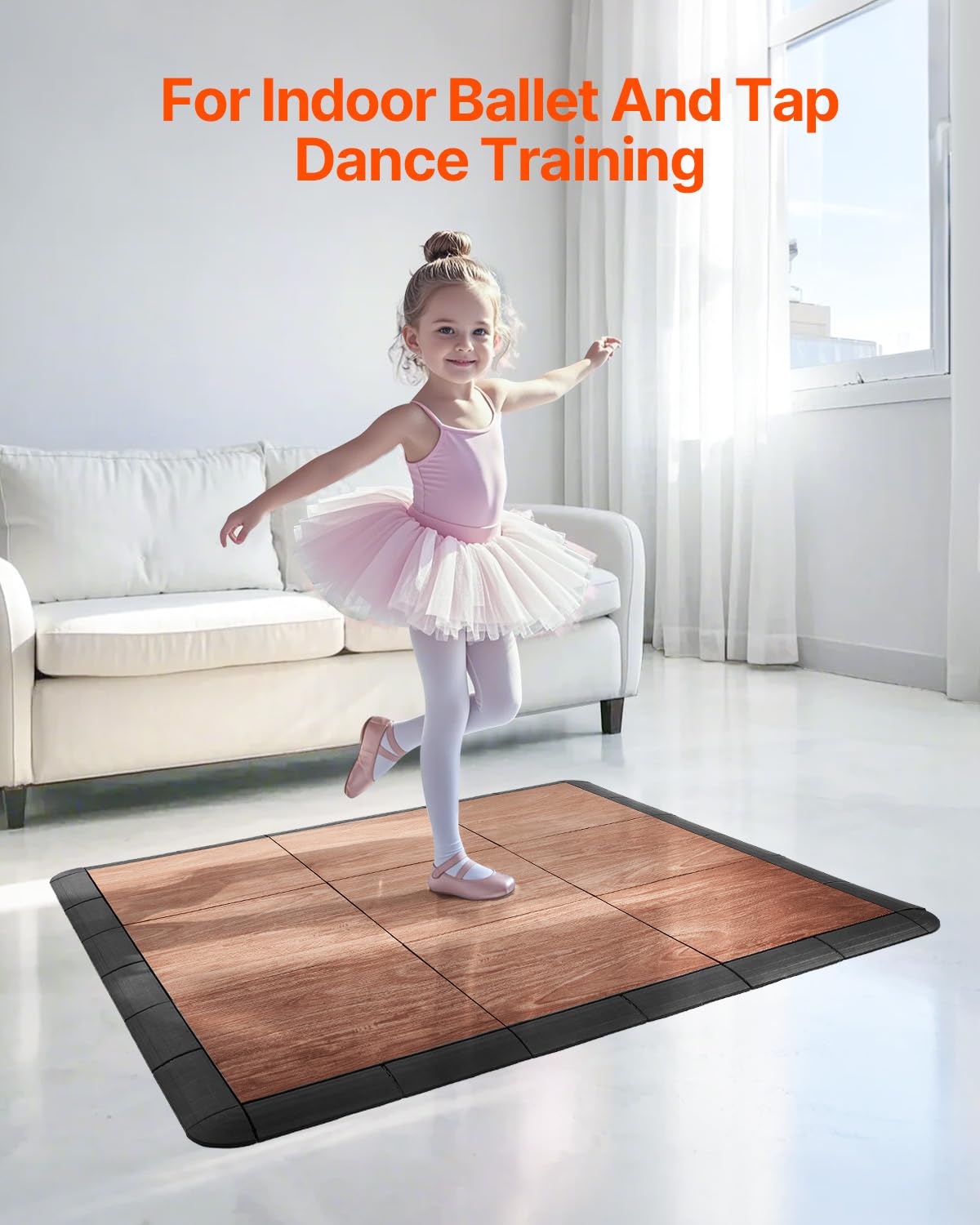 VEVOR Dance Floor Tiles, 12.4 x 12.4 in 52 Piece Interlocking Dance Flooring, Portable Dance Practice Floor with Cushioned Base (Oak Wood Grain, 52 sq. ft/Box)