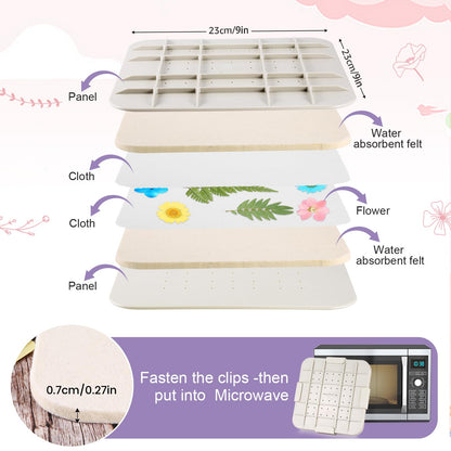 Suziko 9 Inch Microwave Flower Press Kit with Photo Frame - Quick Dry Flower Pressing Machine with Reusable Fabric, Ideal Gift for Flower Lovers
