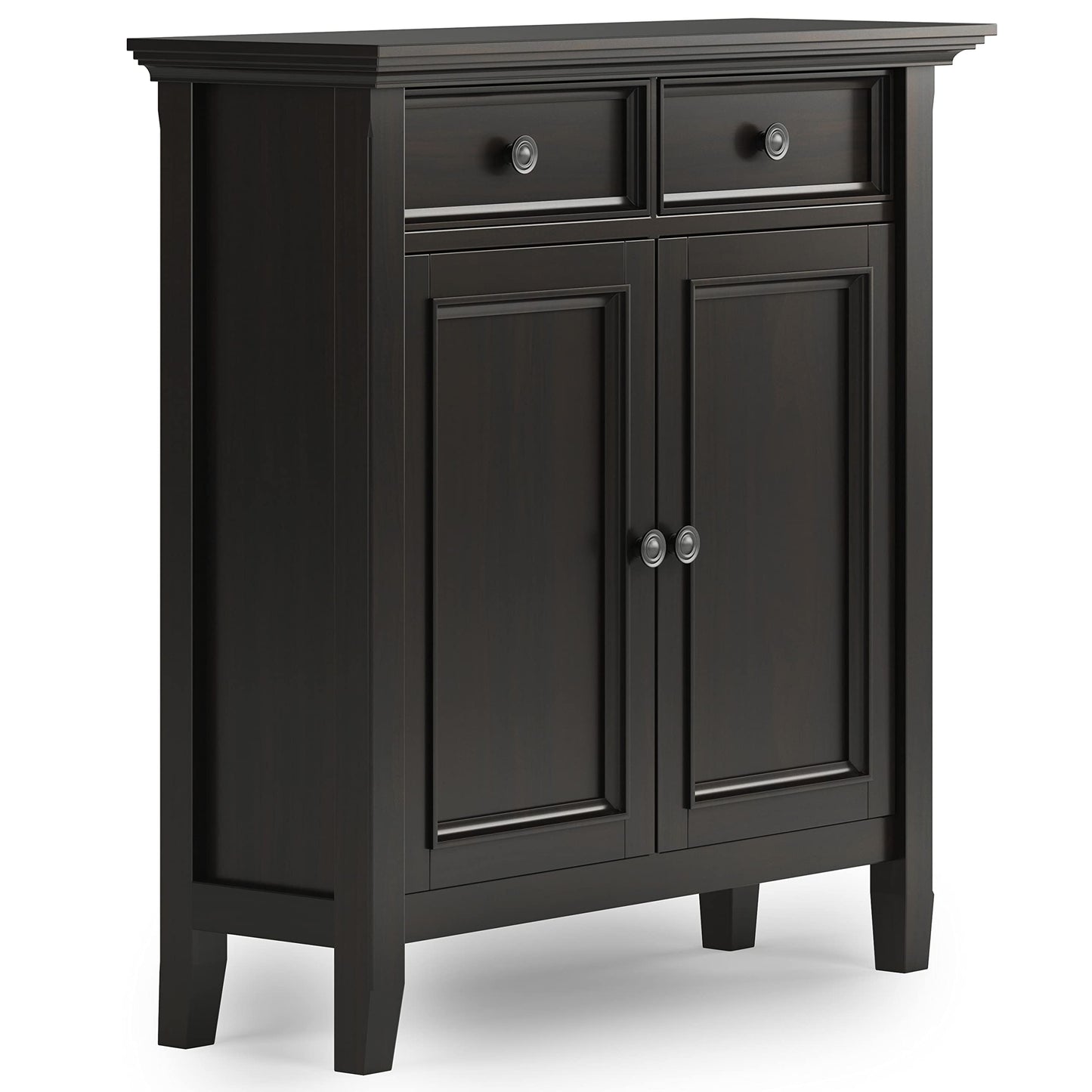 SIMPLIHOME Amherst Solid Wood 36 inch Wide Small Storage Bench and 36 inch Wide Storage Cabinet in Hickory Brown for the Living Room, Entryway, and Family Room, Transitional Style