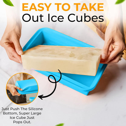 MT.BAY (2 Pack) Large Silicone Freezer Containers For Soup, Pasta Sauce, Leftovers, Broth & More - 6 Cup Reusable BPA Free Non Plastic Food Storage Freezing Ice Trays With Lids & Measurement Lines