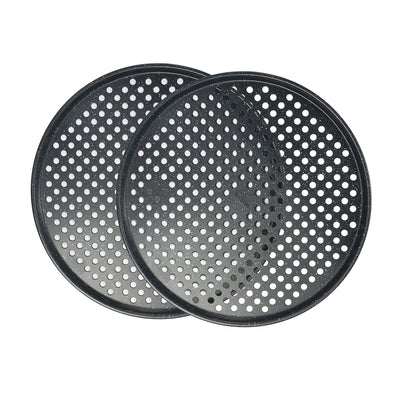 Monfish 14 inch Pizza Pan with holes 2 pack perforated huge Pizza Tray Carbon Steel Crisper Pan Non stick Pizza pan for oven
