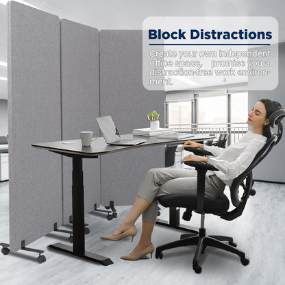 Room Divider Soundproof Privacy Panel with Wheels, 3 Panel Portable Office Wall Divider for Room Partition, Soundproof Partition Room Dividers Cubicle Wall Temporary Wall Space Separator for Office