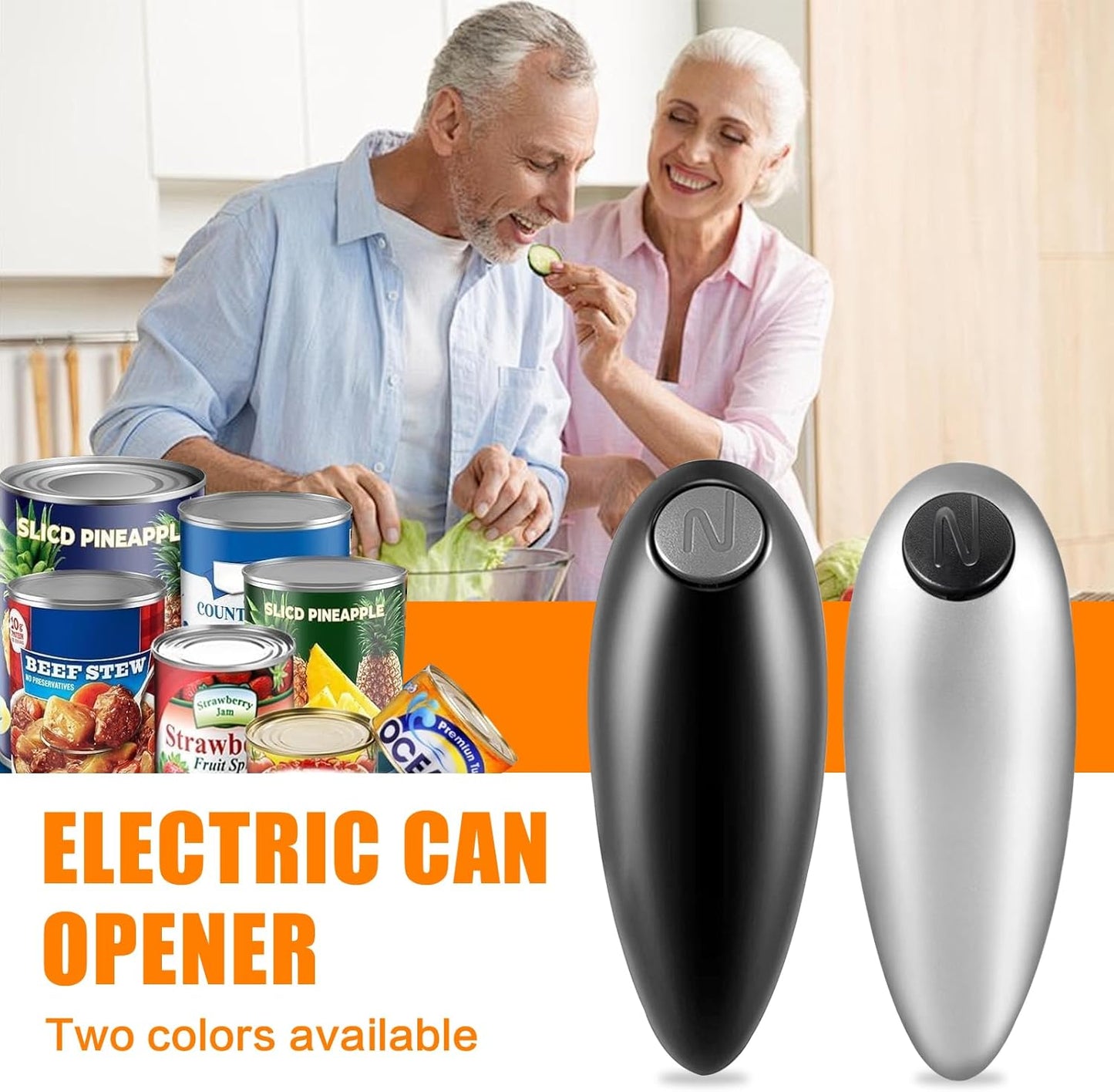 Electric Can Opener, Automatic Hands-Free Smooth Edge Can Opener for Home Kitchens and Seniors, Battery Operated