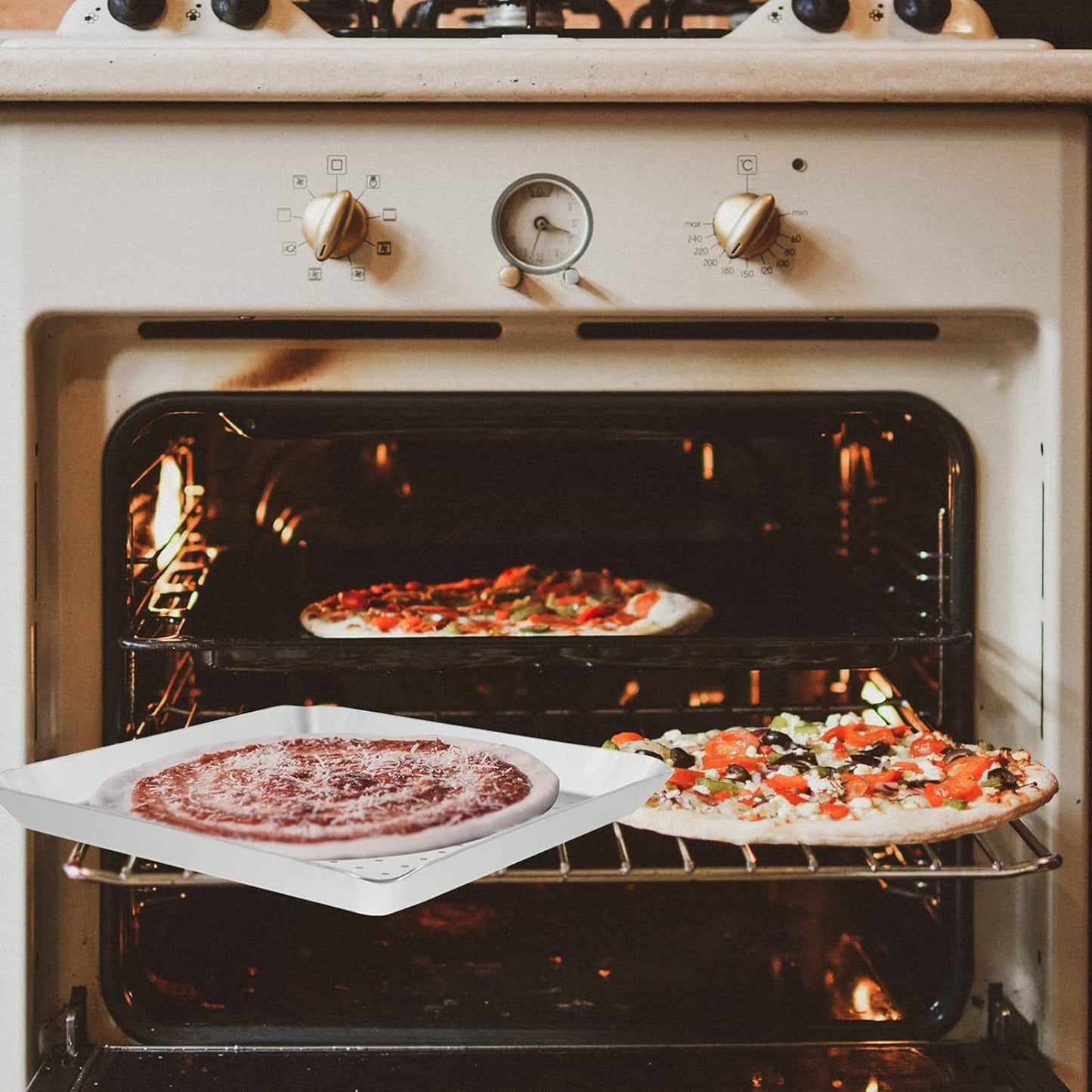 YARDWE 9 Inch Pizza Baking Tray, Perforated Aluminum Sheet Pan, Nonstick Bakeware for Oven Baking Pizza, French Fries