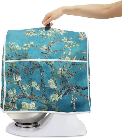 DISNIMO Almond Blossoms Tree Oil Painting Mixer Cover, Dustproof Washable Protection with Handle Pockets for Kitchen