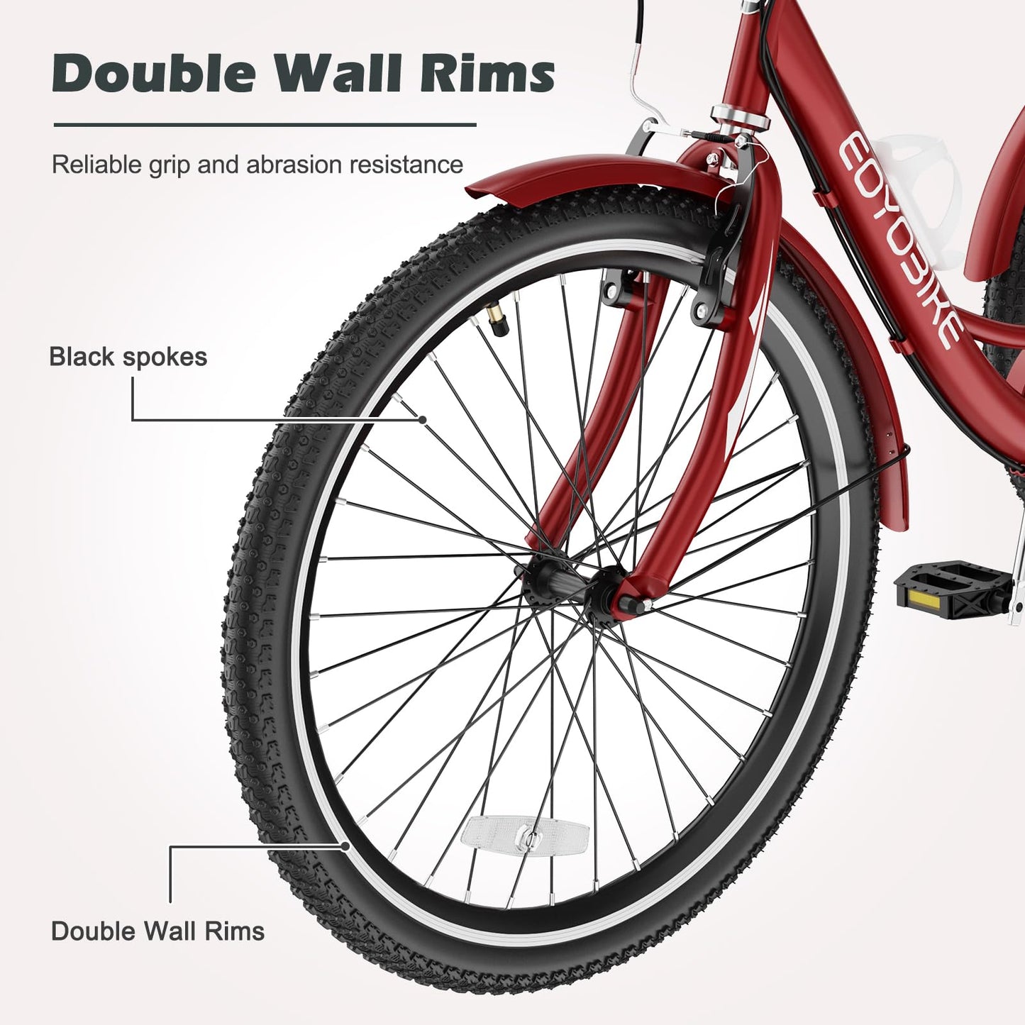 ABORON Adults Tricycle, 3 Wheels Bike for Adult, Tricycle for Adults, Double-Wall Wheel Rims, Tricycle for Women Men Exercise Outdoor Sports