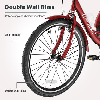 ABORON Adults Tricycle, 3 Wheels Bike for Adult, Tricycle for Adults, Double-Wall Wheel Rims, Tricycle for Women Men Exercise Outdoor Sports