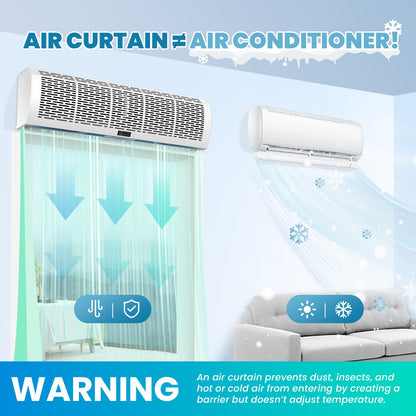Crispaire 36 Inch Air Curtain Fan – Wall Mounted Air Door with Magnetic Door Switch, Dual Speed Control, 1527 CFM / 2559 FPM, Commercial Grade Indoor Fan for Doors – 180W, 110V