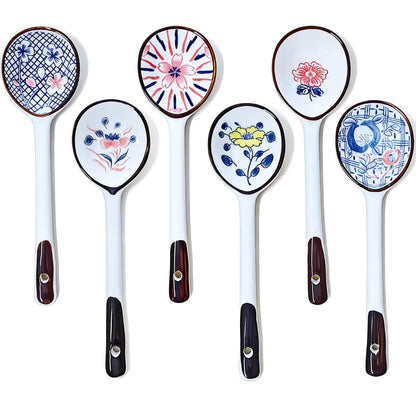 6 PCS Soup Spoons,Asian Soup Spoon,Chinese Soup Spoon,Ceramic Small Spoon Japanese Spoons for Pho Cereal Wonton Dumpling Miso-Set of 6