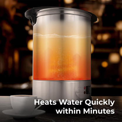 Zulay Kitchen 50 Cups Commercial Grade Coffee Maker Hot Water Urn - Percolator With Double-Wall Stainless Steel, Quick Brew, Stays Hot for Tea & Beverage at Events & Catering - Silver