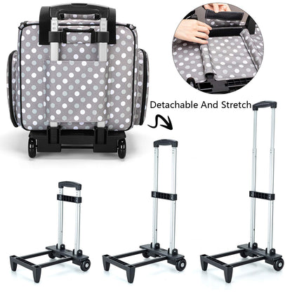 LUXJA Sewing Machine Case with Detachable Dolly, Sewing Machine Tote with Removable Bottom Pad (Patent Design), Gray Dots