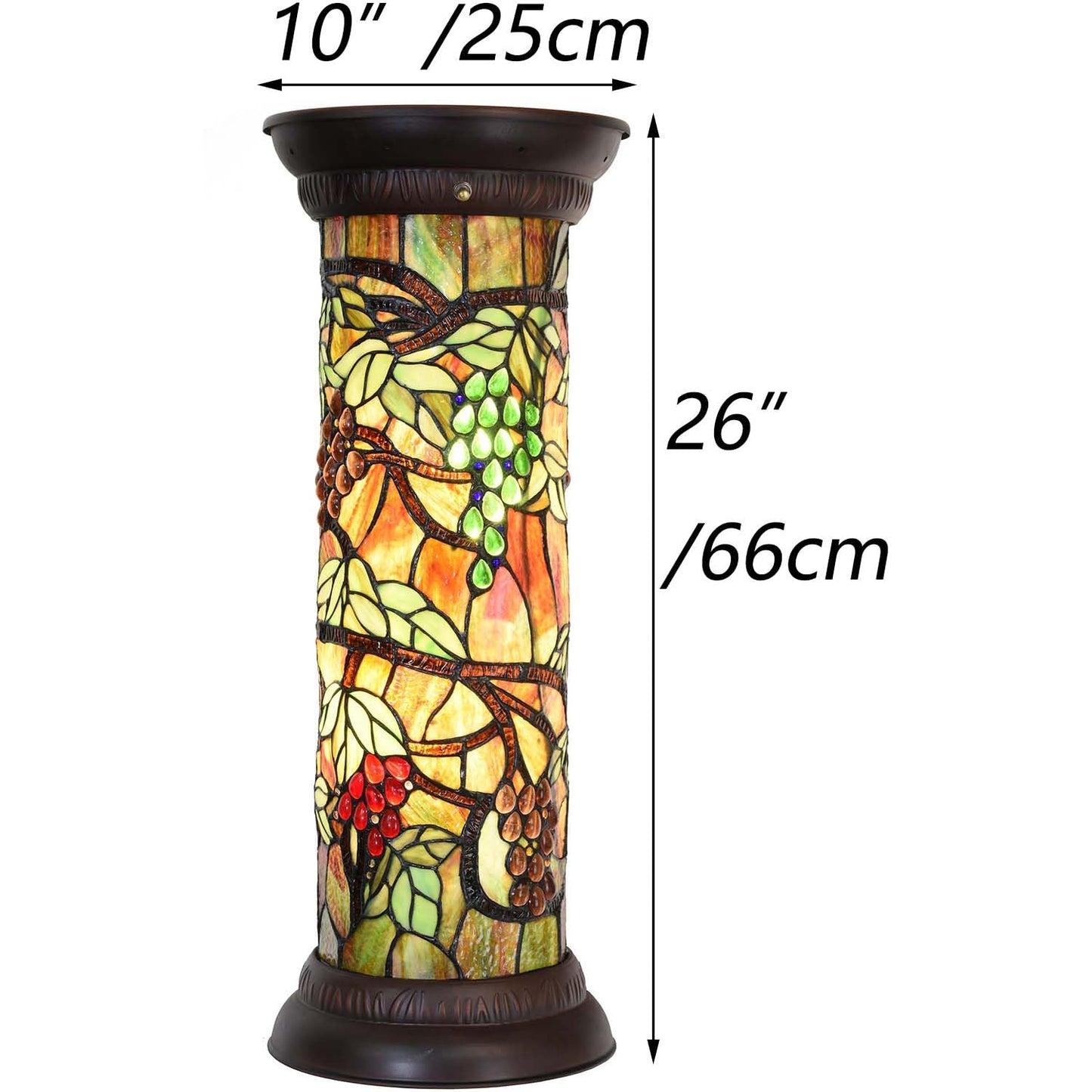 Bieye L10769 Grape Vine Tiffany Style Stained Glass Pedestal Floor Lamp for Decorating, 26 inches Tall