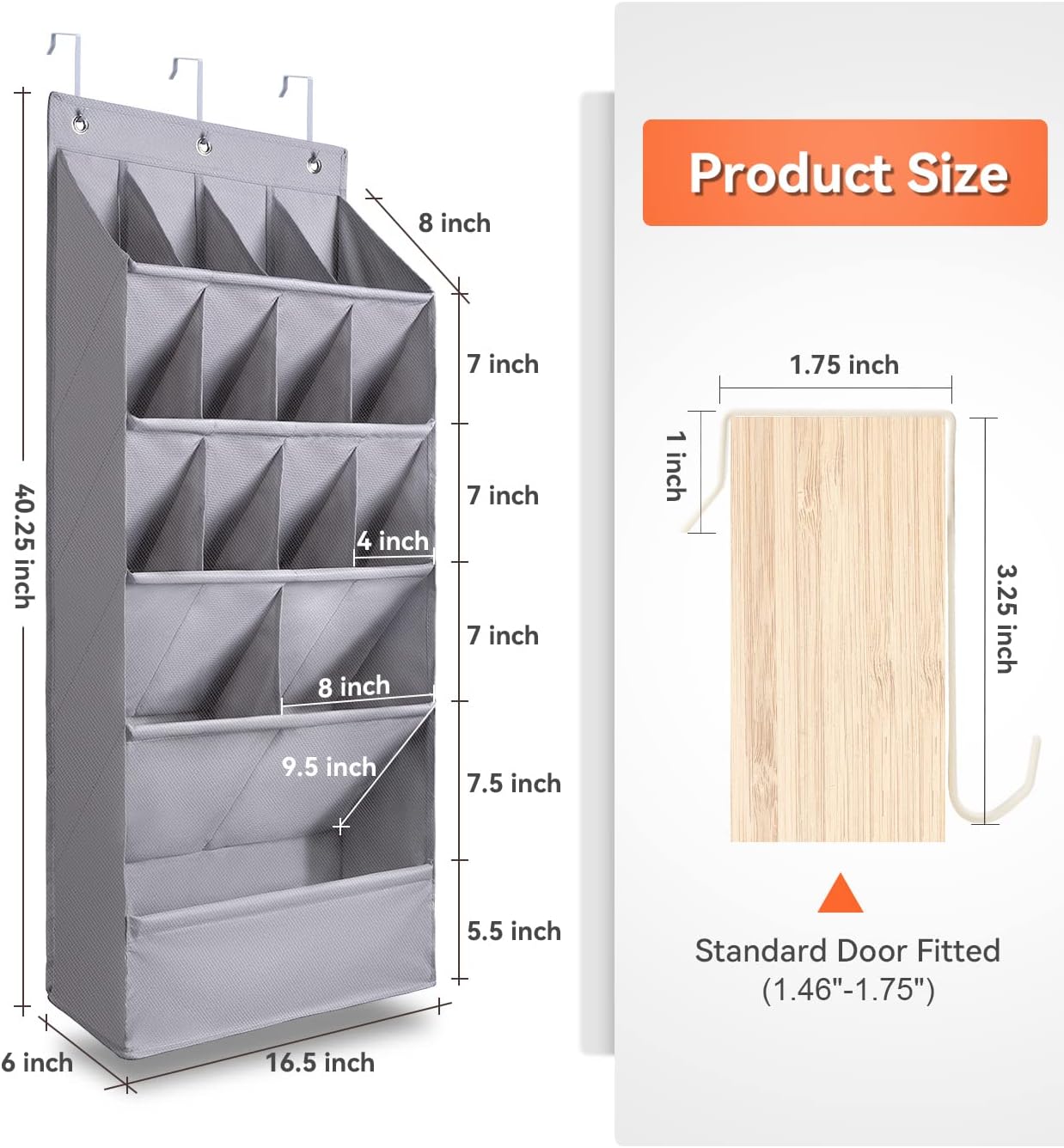 1 Pack Closet 15 FENTEC Over-the-Door-Shoe-Organizers,Hanging Organizers with Large Pocket Shoe Holder Hanging Shoe