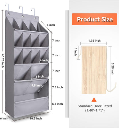 1 Pack Closet 15 FENTEC Over-the-Door-Shoe-Organizers,Hanging Organizers with Large Pocket Shoe Holder Hanging Shoe