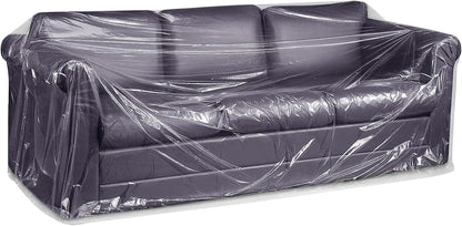 Heavy-Duty Plastic Sofa Couch Cover, Waterproof Clear Furniture Protector for Moving, Dust-Proof Bag 96 x 42 x 62 Inch