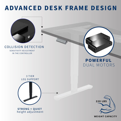 VIVO Electric 83 x 30 in Dual Motor Sit Stand Desk, Memory Height Adjustment, 2B Series, Black Top White Frame, DESK-KIT-2W8B
