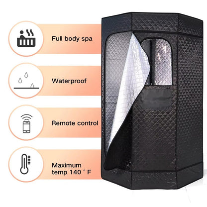 guoyjmm Portable Sauna,Pentagon Sauna Tent, Sauna Box, Personal Steam Sauna Room, Home Sauna Spa with 2.6L Steam Generator, Remote Control, Timer, Folding Chair