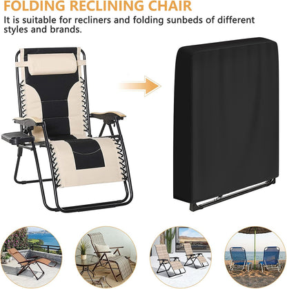 2Pcs 420D Black(96x84 cm2Pcs) Kovshuiwe Outdoor Zero Gravity Folding Chair Cover Waterproof, Folding Chair Storage