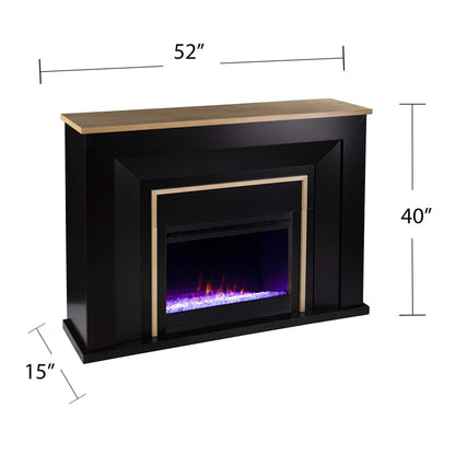 SEI Furniture Cardington Color Changing Fireplace, Black/Natural