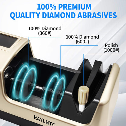 Professional 5-in-1 Electric Knife Sharpener with LCD Display,Scissor Sharpener with 3-Speed & 100% Diamond Abrasives - Precision Angle Guides for Straight, Serrated, Cleaver & Kitchen Scissors