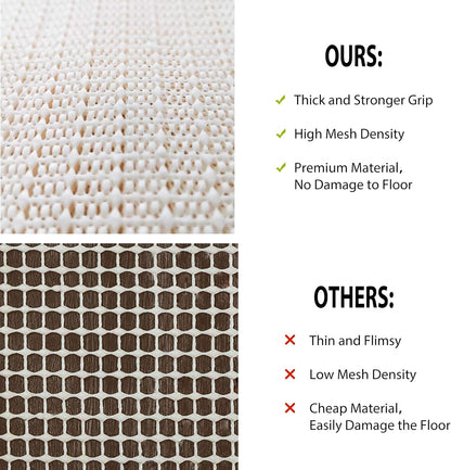 Non Slip Rug Pads: 3x5 Rug Pad Gripper for Hardwood Floors, Under Carpet Anti Skid Mat, Beige to Keep Rugs Safe