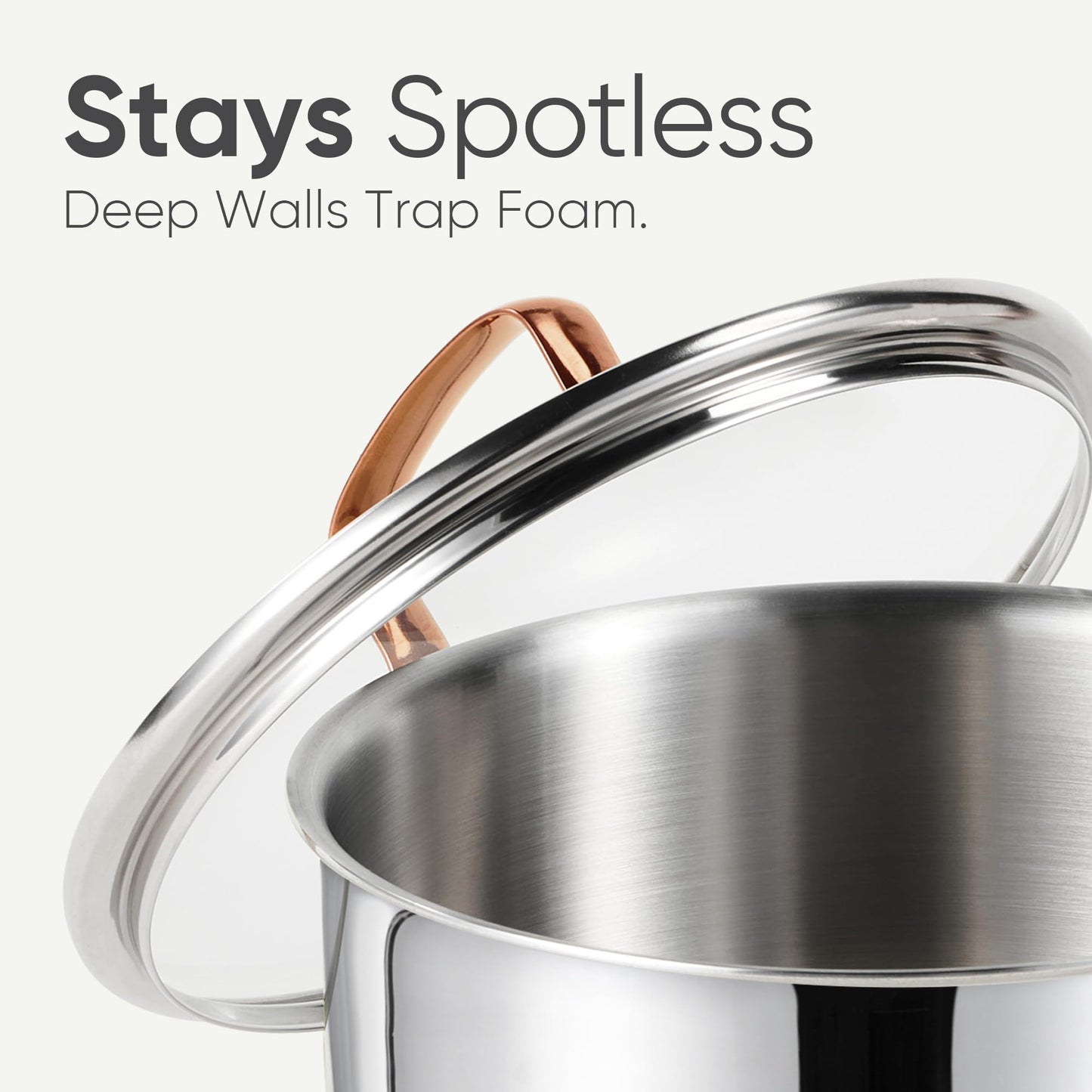 CAROTE 8 Qt Tri-Ply Stainless Steel Stockpot, Non-Toxic Stock Pot with Lid, Soup Pot for Pasta, Even Heating, Oven Safe, Induction, Ceramic and Gas Cooktops Compatible, Sliver