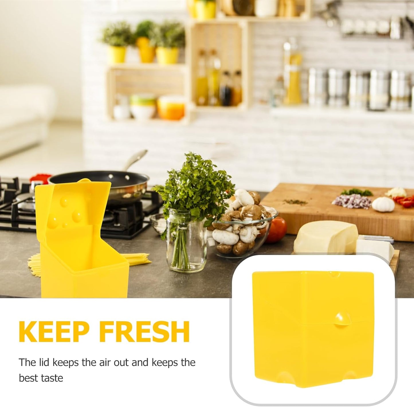 IMIKEYA Cute Sliced Cheese Storage Container, Airtight Cheese Box with Flip Lid, Butter Block Fridge Keeper for Kitchen