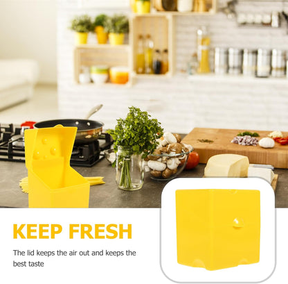 IMIKEYA Cute Sliced Cheese Storage Container, Airtight Cheese Box with Flip Lid, Butter Block Fridge Keeper for Kitchen