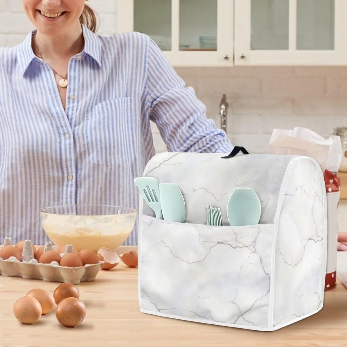 Marbling Print Auto Mixer Cover, Compatible with 4.5-5 Quarts Blender, Washable Dust Proof Kitchen Appliance Cover